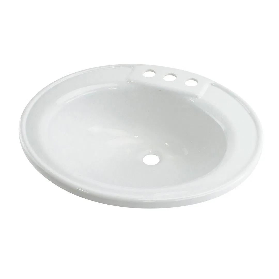 209635 – LIPPERT COMP Sink, Oval Lavatory 19-3/4 Inch x 16-5/8 Inch Drop In/ Surface Mount White ABS